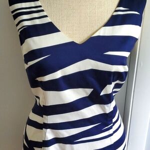 NWOT Evan-Picone Black Label blue and cream dress